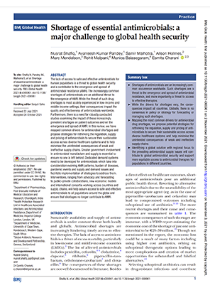 Shortage of essential antimicrobials: a major challenge to global health security