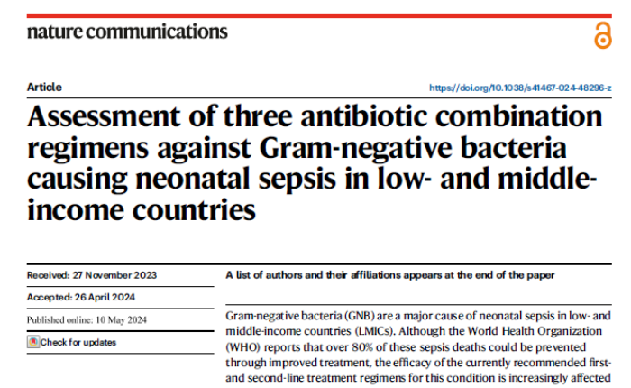 Assessment of three antibiotic combination regimens against Gram-negative bacteria causing neonatal sepsis in low- and middle-income countries