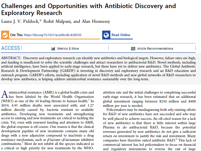 Challenges and Opportunities with Antibiotic Discovery and Exploratory Research